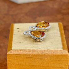 Load image into Gallery viewer, 14KT White Gold Diamond Halo + Pear Citrine Earring Charms