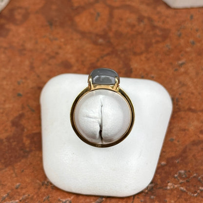 Estate 14KT Yellow Gold Moonstone + Diamond Ring