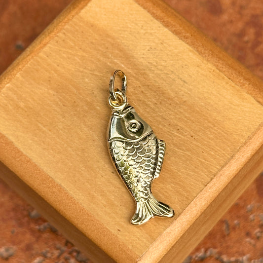 14KT Yellow Gold Detailed Fish Pendant Charm