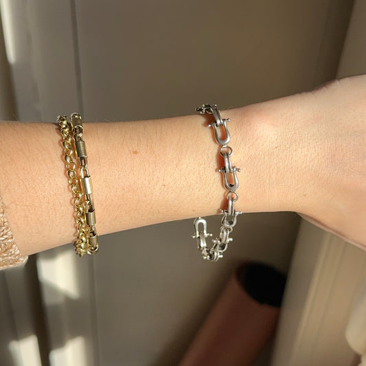 Estate Vintage Sterling Silver Horse Bit Stirrup Horse Shoe Links Bracelet