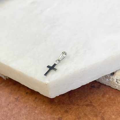 14KT White Gold Mini Cross Pendant Charm 12mm