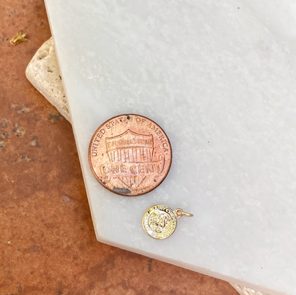 14KT Yellow Gold Mini St Christopher Medal Pendant Charm 8mm