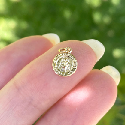 14KT Yellow Gold Mini St Christopher Medal Pendant Charm 8mm