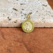 Load image into Gallery viewer, 14KT Yellow Gold Round St Christopher Medal Pendant 12mm