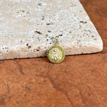 Load image into Gallery viewer, 14KT Yellow Gold Round St Christopher Medal Pendant 12mm