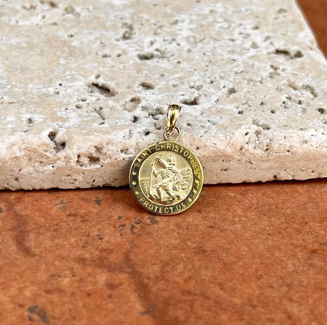 14k saint on sale christopher medal