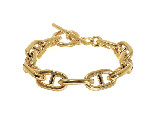 14KT Yellow Gold 12.5mm Puffed Anchor Link Toggle Bracelet