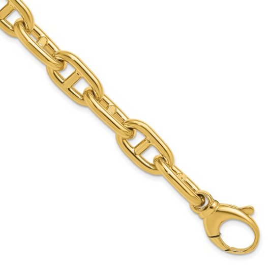 14KT Yellow Golf Puffed Anchor 10.5mm Link Chain Bracelet - LSJ