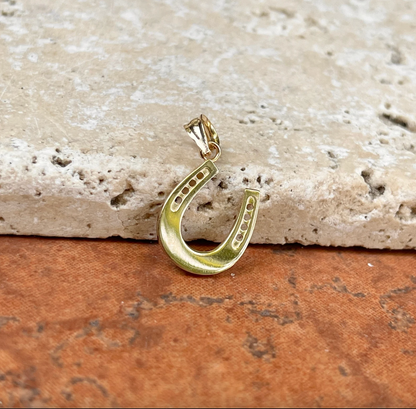 14KT Yellow Gold Lucky Horseshoe Pendant Charm