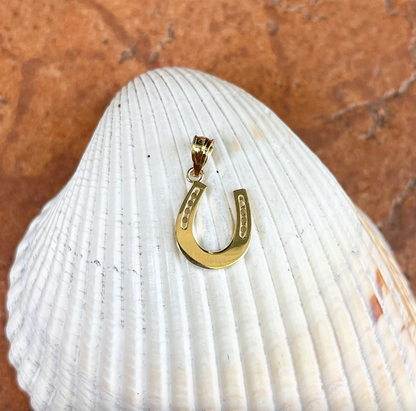 14KT Yellow Gold Lucky Horseshoe Pendant Charm