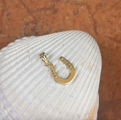 14KT Yellow Gold Lucky Horseshoe Pendant Charm