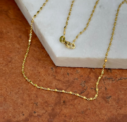 14KT Yellow Gold Cube Station Chain Necklace