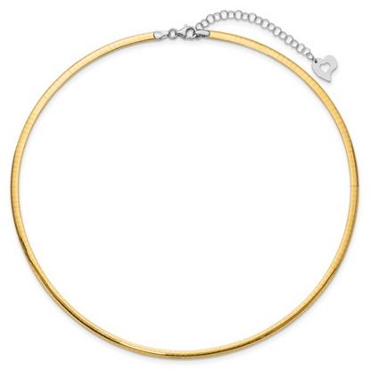 14KT Yellow Gold + White Gold Reversible 3mm Omega Chain Necklace