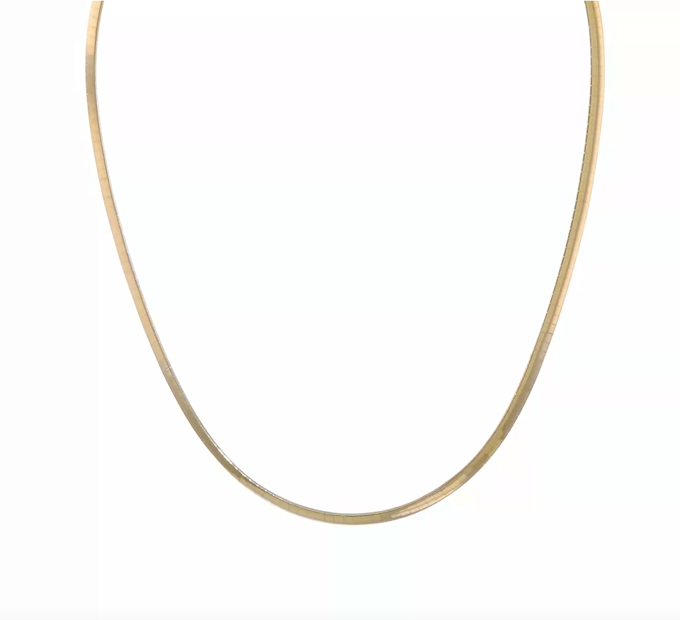 14KT Yellow Gold + White Gold Reversible 3mm Omega Chain Necklace