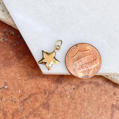 14KT Yellow Gold Puffed Star Pendant Charm 11mm