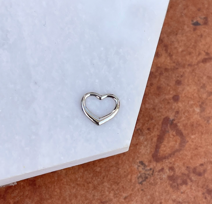 14KT White Gold Mini Open Heart Pendant Charm Slide
