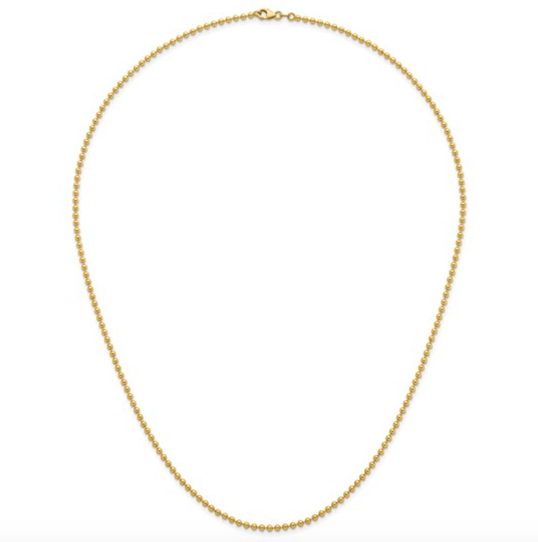 14KT Yellow Gold 2.5mm Beaded Ball Link Chain Necklace