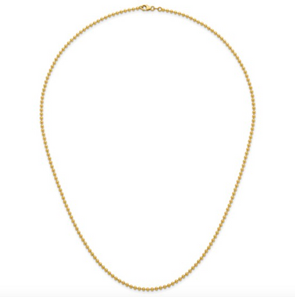 14KT Yellow Gold 2.5mm Beaded Ball Link Chain Necklace