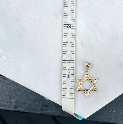 14KT Yellow Gold Diamond-Cut Star of David Pendant Charm