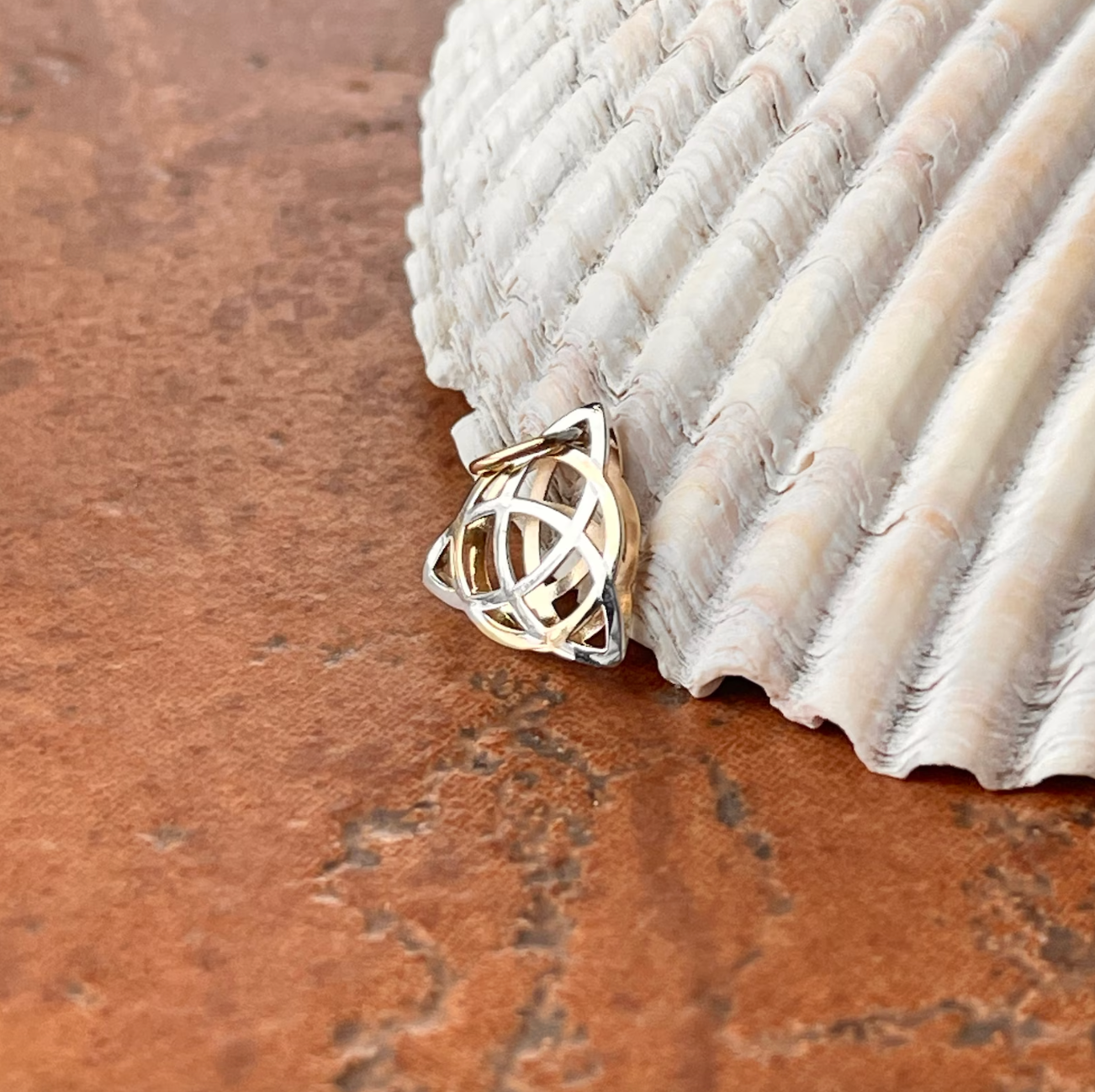 14KT Yellow Gold Two-Tone Celtic Eternity Knot Pendant Charm