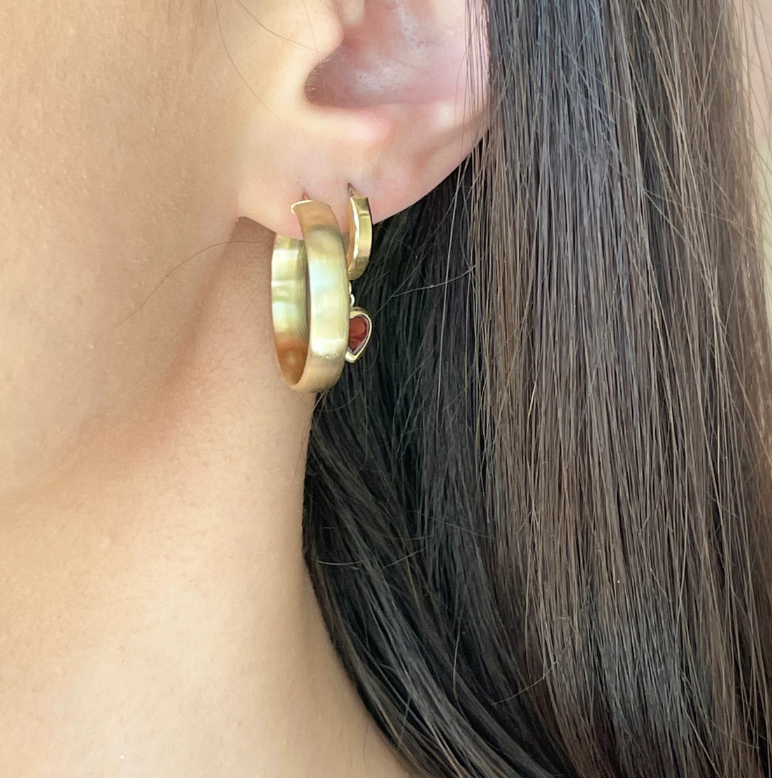 14KT Yellow Gold Matte Round Hoop Earrings 24mm