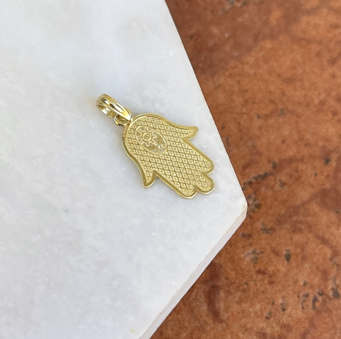 14KT Yellow Gold Star of David Hamsa Pendant