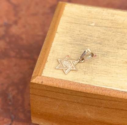 14KT Yellow Gold Mini Engraved Star of David Pendant Charm