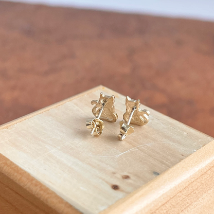 14KT Yellow Gold Sitting Cat Stud Earrings