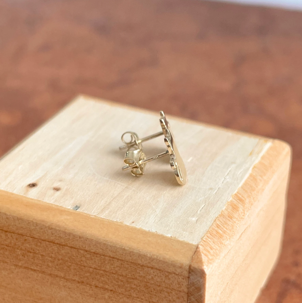 14KT Yellow Gold Sitting Cat Stud Earrings