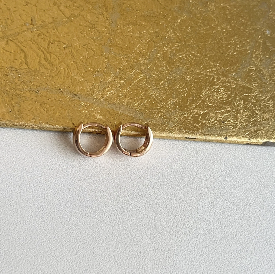 14KT Rose Gold Mini Huggie Hoop Earrings 11mm