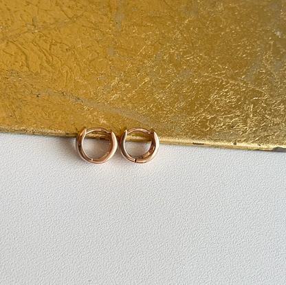 14KT Rose Gold Mini Huggie Hoop Earrings 11mm