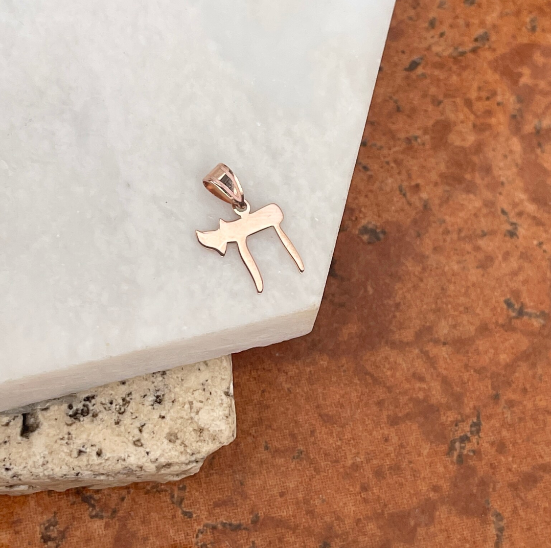 14KT Rose Gold Flat Chai Symbol Pendant Charm