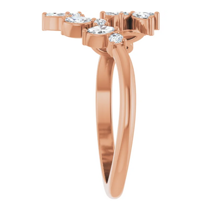 14KT Rose Gold Marquise .50 CT Lab Diamond Leaf Bypass Ring