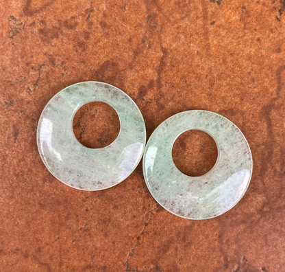 Estate Jade Round Disc Earring Chaarms 30mm