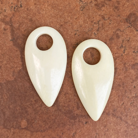 Estate Ivory Teardrop Disc Earring Charms 45mm