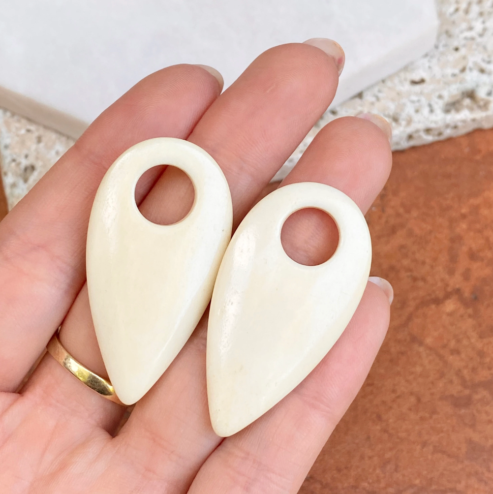 Estate Ivory Teardrop Disc Earring Charms 45mm