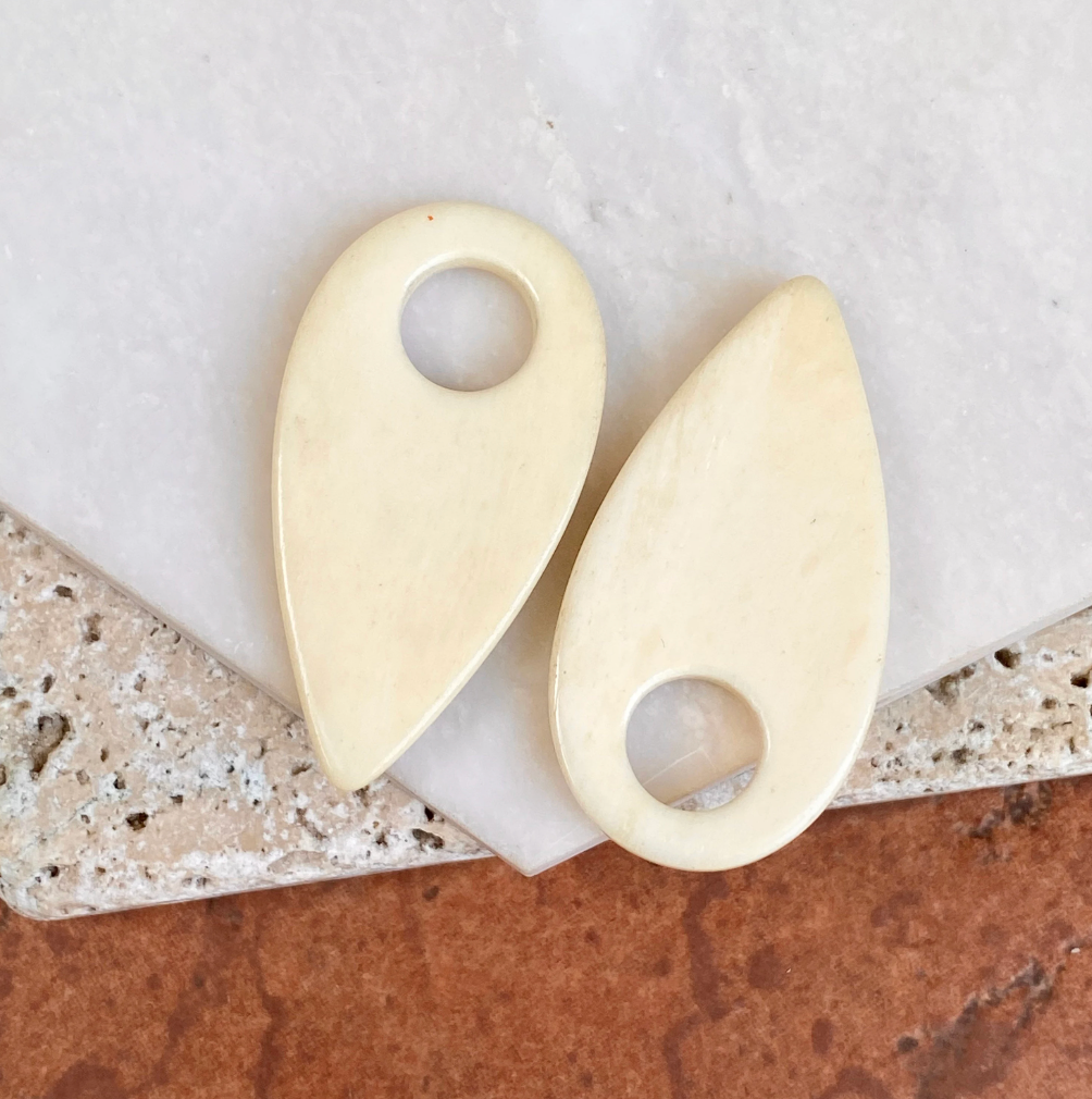 Estate Ivory Teardrop Disc Earring Charms 45mm