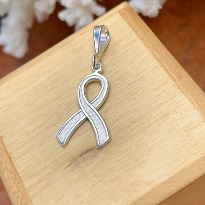 14KT White Gold Awareness Ribbon Pendant Charm