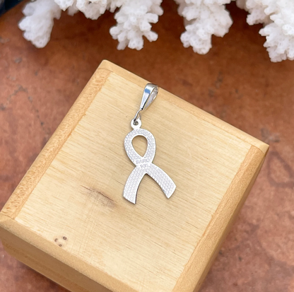 14KT White Gold Awareness Ribbon Pendant Charm