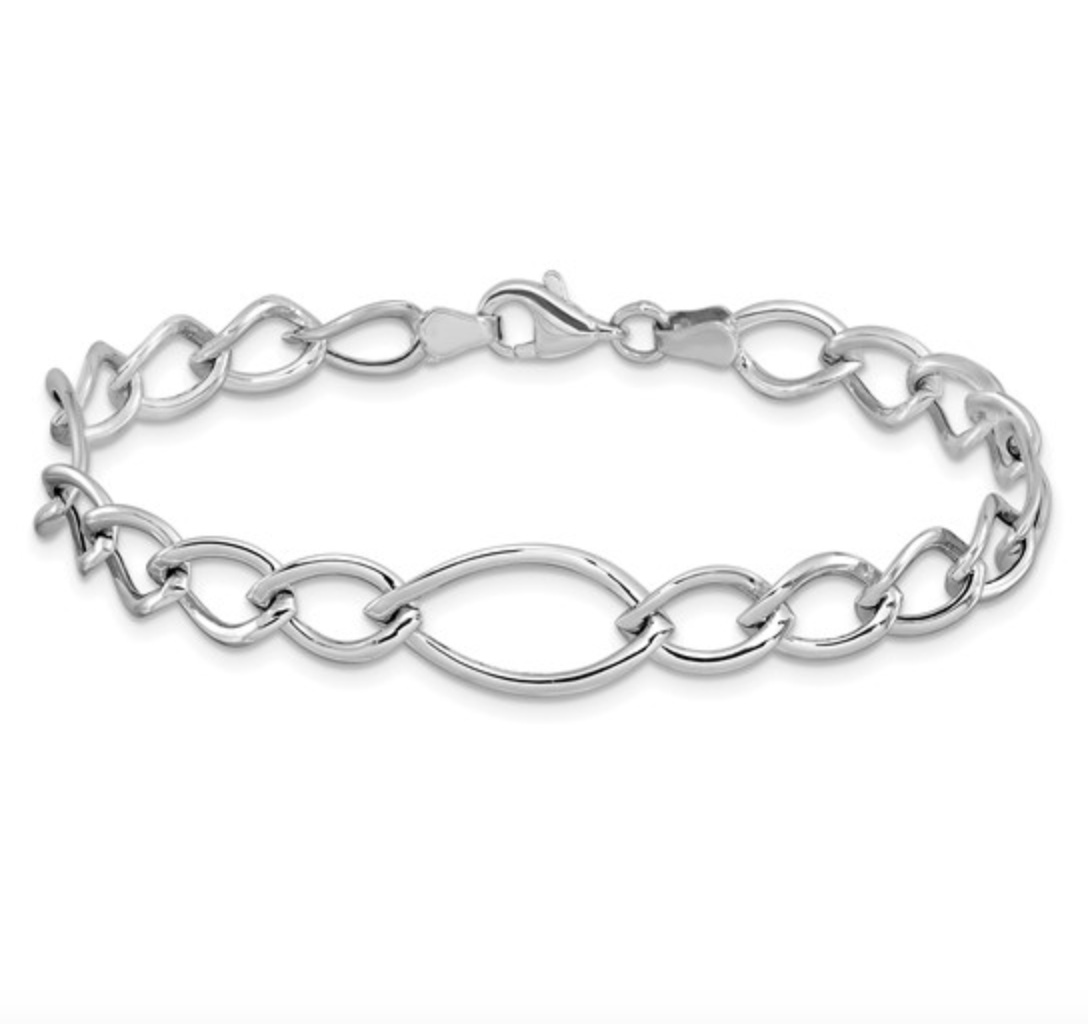 10KT White Gold Oval 9mm Link Bracelet