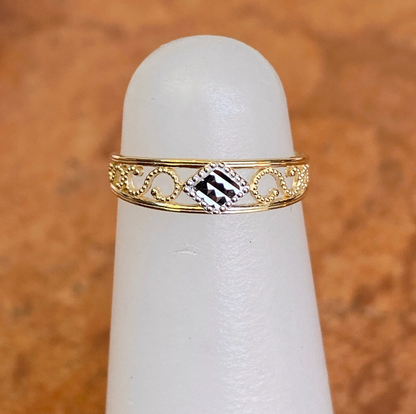 14KT Yellow Gold Two-Tone Filigree Toe Ring