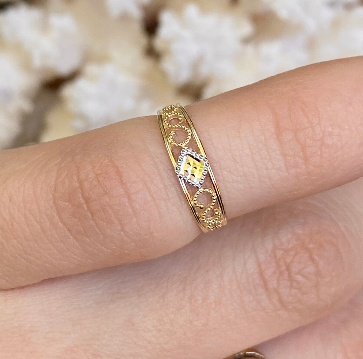 14KT Yellow Gold Two-Tone Filigree Toe Ring