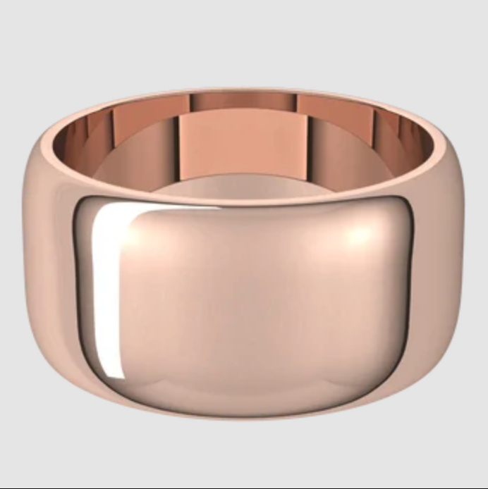 10KT Rose Gold Half-Round Cigar Band Ring 10mm