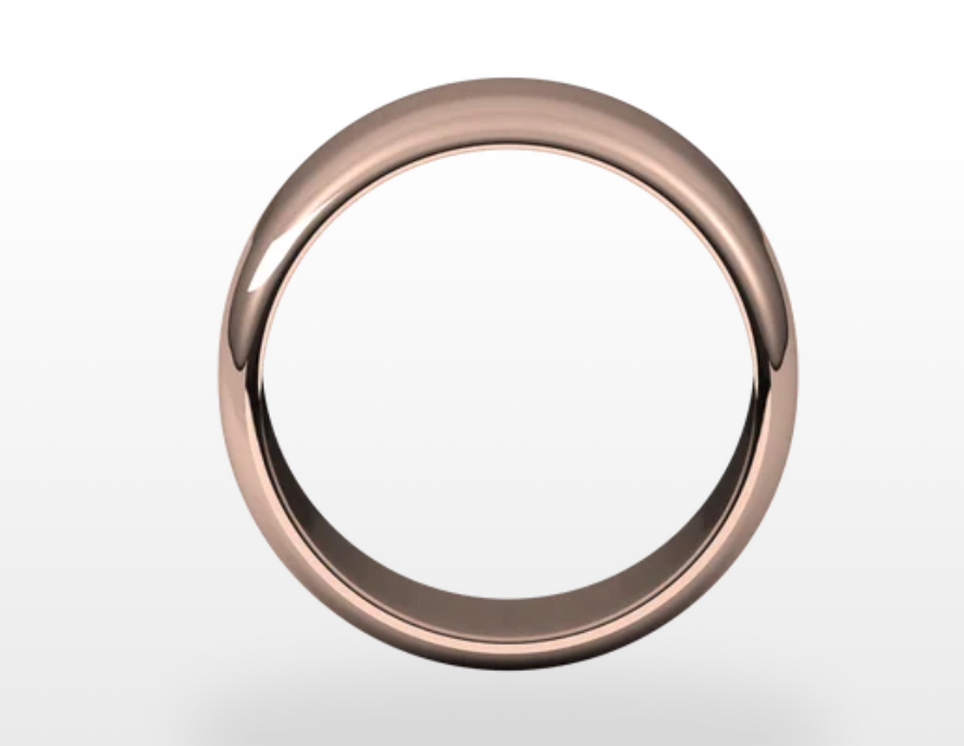 10KT Rose Gold Half-Round Cigar Band Ring 10mm