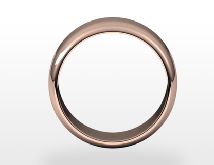 10KT Rose Gold Half-Round Cigar Band Ring 10mm