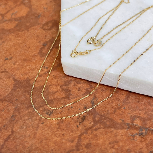 14KT Yellow Gold Diamond-Cut Cable Chain Necklace