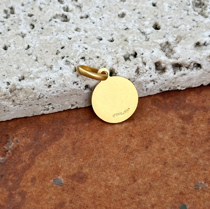 14KT Yellow Gold St Thomas Matte Medal Pendant Charm 10mm