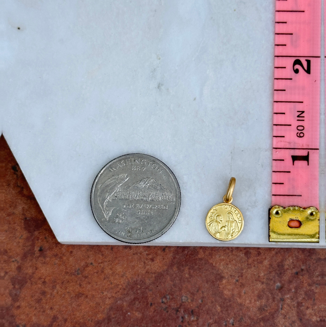 14KT Yellow Gold St Thomas Matte Medal Pendant Charm 10mm