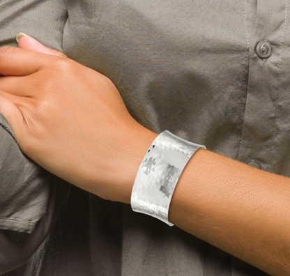 Sterling Silver Hammered Cuff Bracelet 30mm