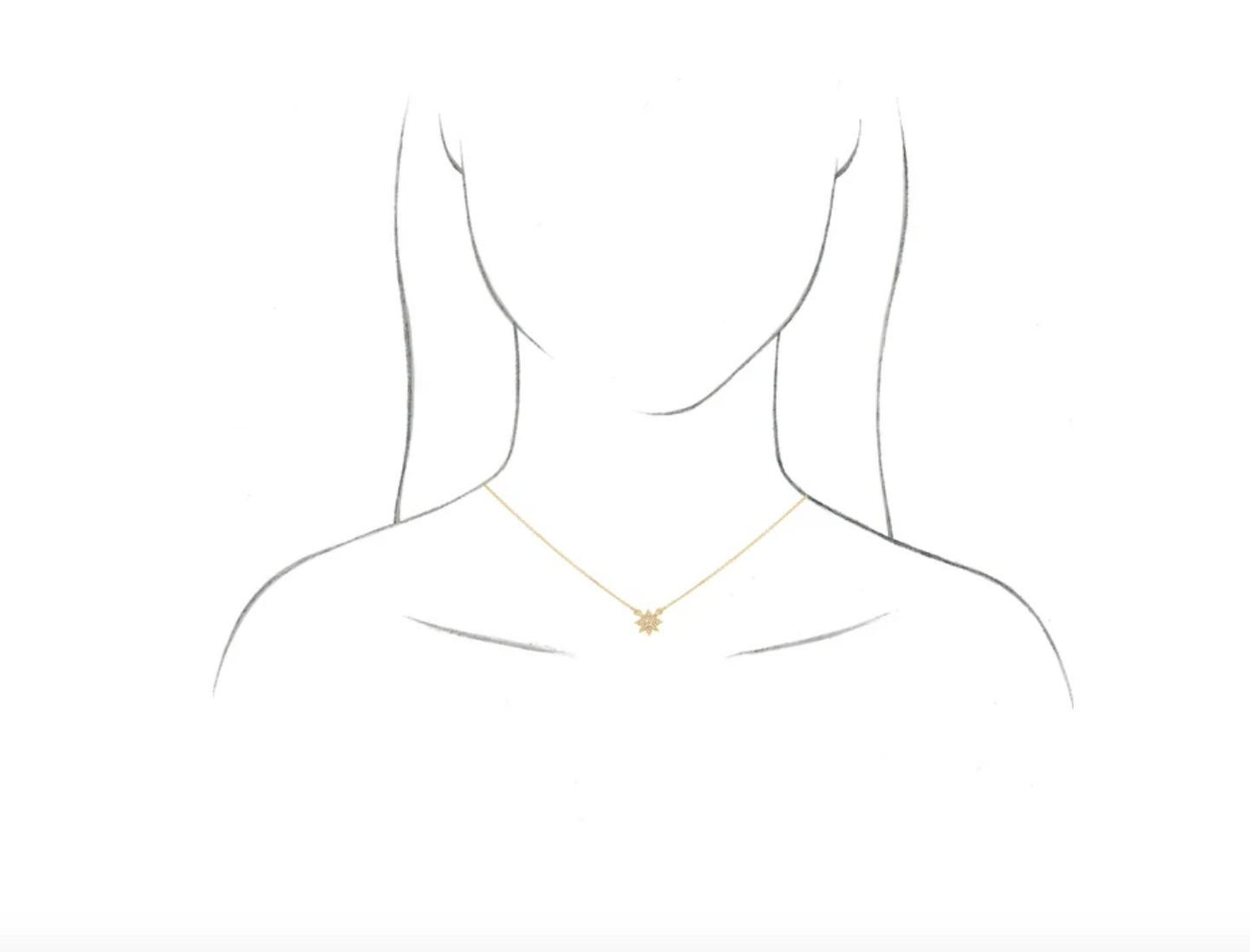 14KT Yellow Gold .04 CT Diamond Star Necklace